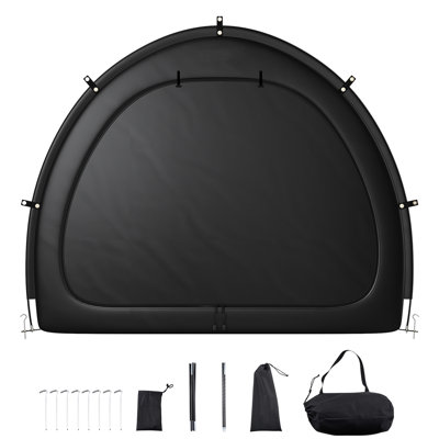 Abri-vélo extérieur pour 4 à 5 vélos, imperméable avec protection intégrale, pare-soleil, stable dans des conditions difficiles, structure triangulaire en fibre de verre, pliable, facile à transporter, outils inclus, noir, 18,24