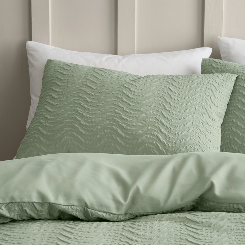 Heatset Wave Duvet Cover Set, Double Duvet Cover + 2 Standard Pillowcases, Green