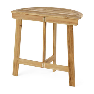Wood Foldable Bistro Table, Half-Round, Natural Color Harmony Half-Round Finish For Elegance