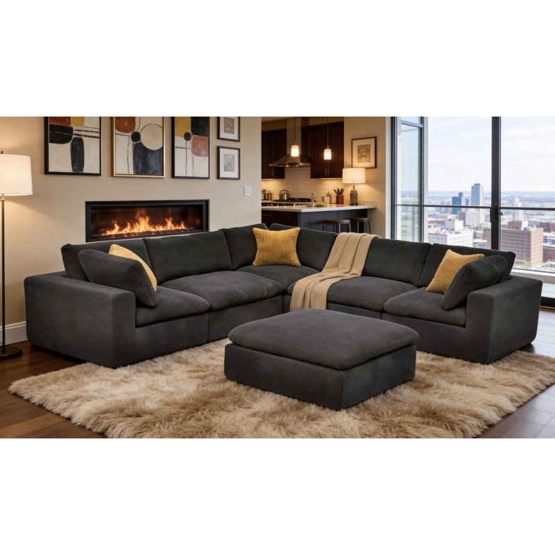 Canapé modulaire Mowywihead, Gris foncé