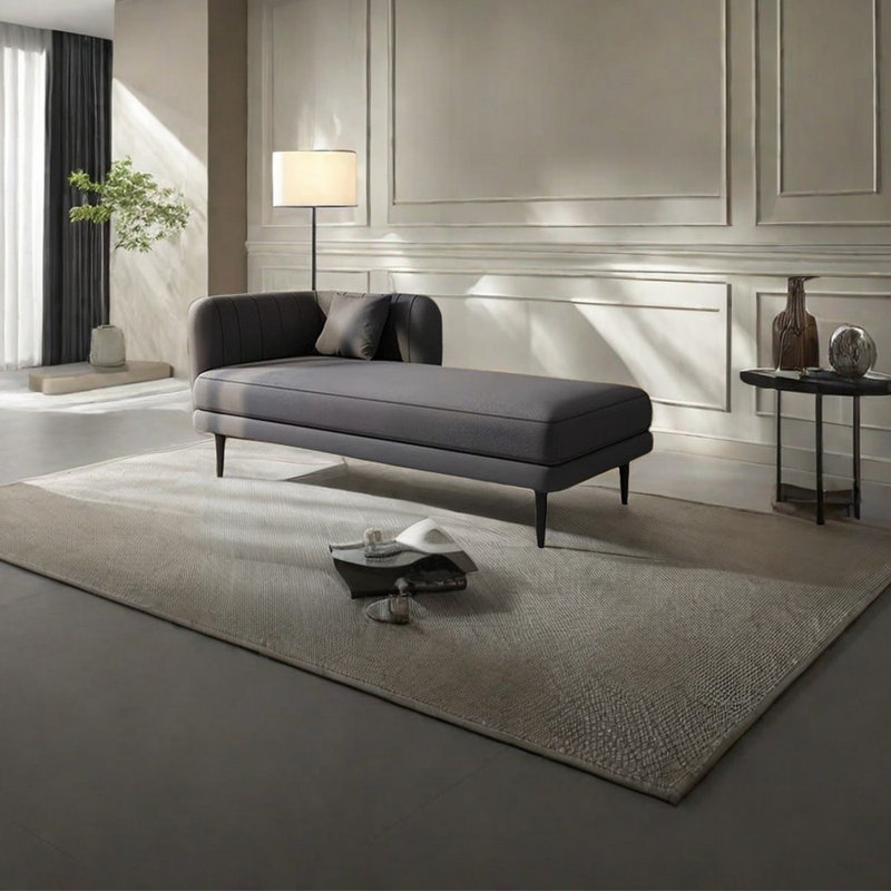 Chaise longue rembourrée Tione, Accoudoir à gauche (vu de face), Noir