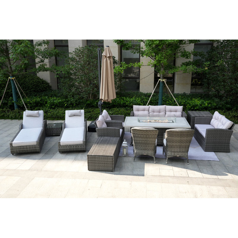 Alseepa 11 - Person Patio Conversation Set with Cushions