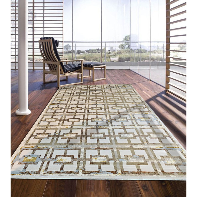 Tapis abstrait beige, Rectangle 5 pi x 7 pi
