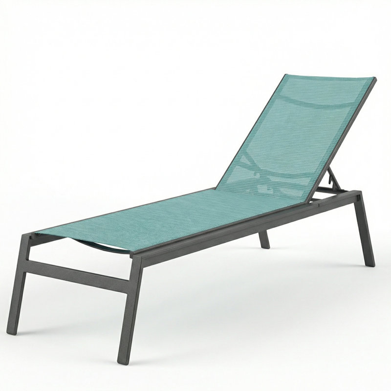 Chaise, Dupione Aquamarine Sling/Anthracite