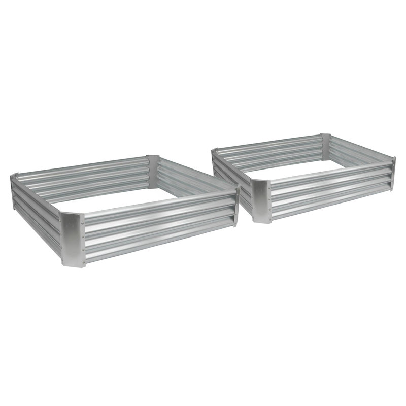 Square Galvanised Steel Raised Garden Beds - 120cm x 120cm - Silver, Silver