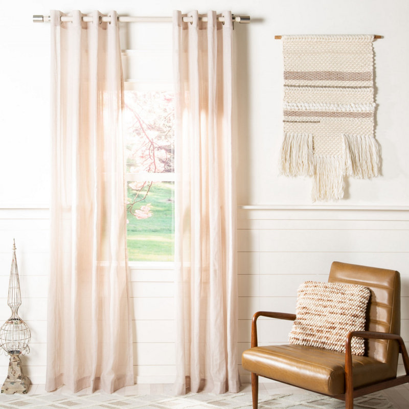 Rhode Sheer Curtain Single Panel, 52" W x 84" L, Sand