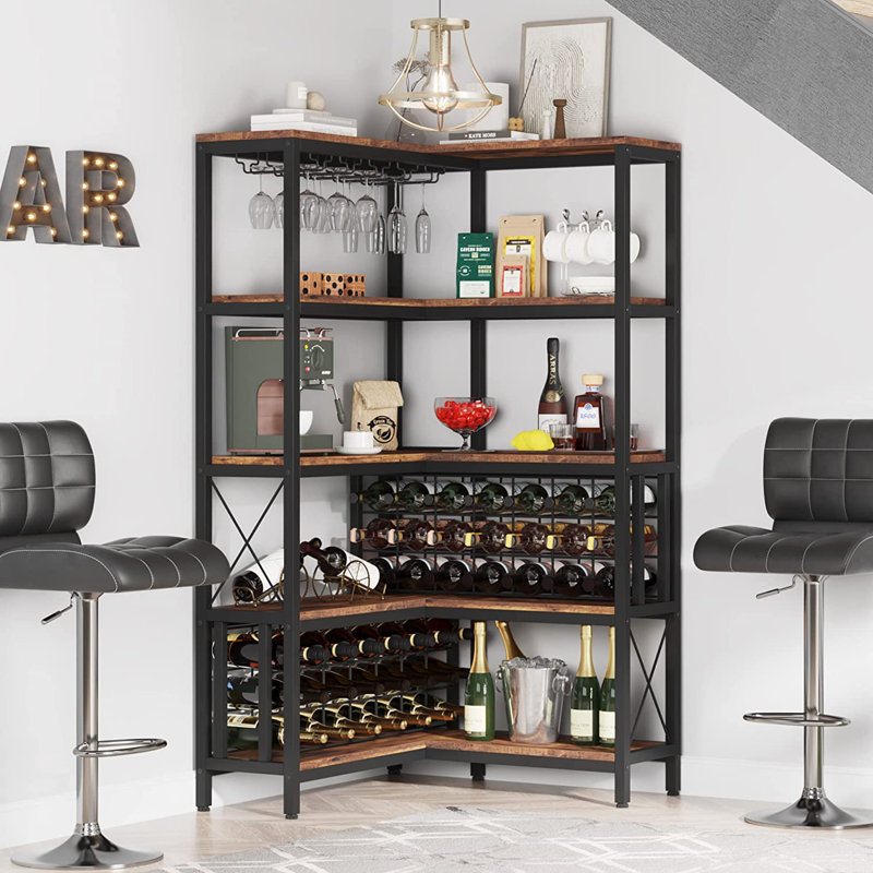 42 Bottle Wine Bottle & Glass Rack, Brown