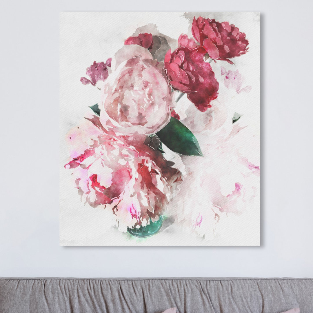 'Peony Vase' Painting on Wrapped Canvas