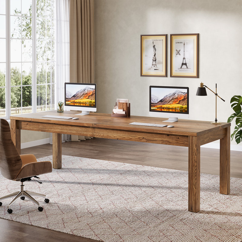 78.7 Inch Extra Long Desk, Solid Wood 2-Person Desk, Double Computer Table, Work Writing Study Workstation For Home, Office Or School