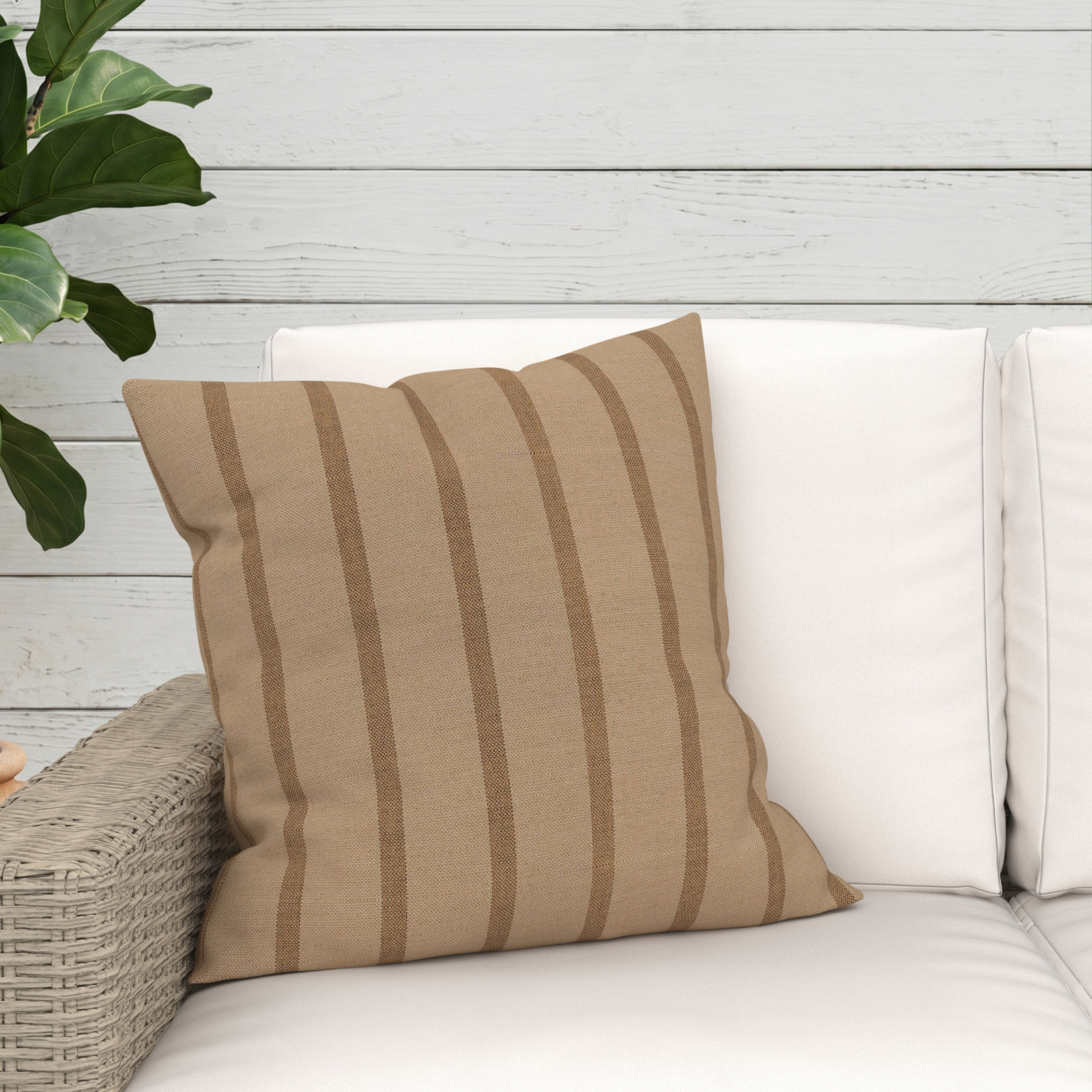 Lani Sunbrella® Throw Pillow, Square 20", Unwind Driftwood
