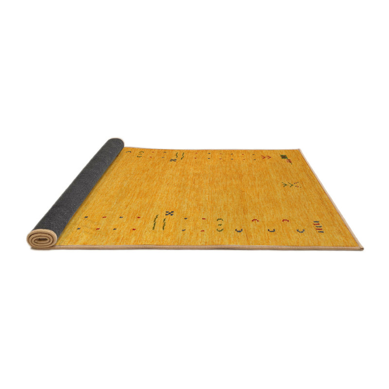 Tapis contemporain jaune, Rond 3 pi