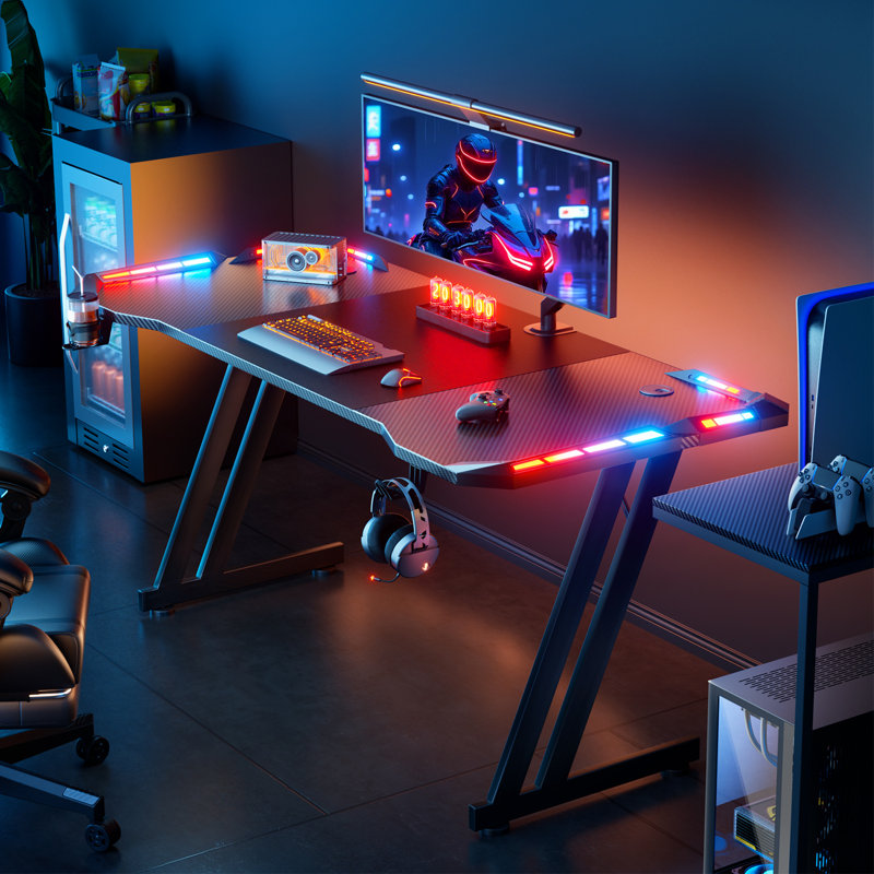 Bureau de jeu avec lumières DEL Hawley, H 29 po x l 47 po x P 23,6 po