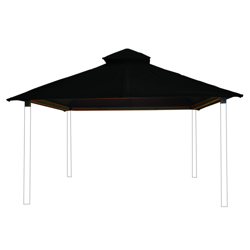 Roof Framing And Mounting 12 Ft. W x 12 Ft. D Solid Wood Gazebo, Black, 141.5" H x 144" W x 144" D