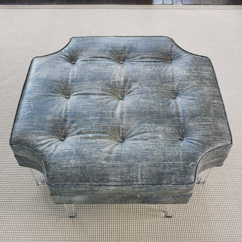 Harlow Novelty Ottoman, Sunny Linen