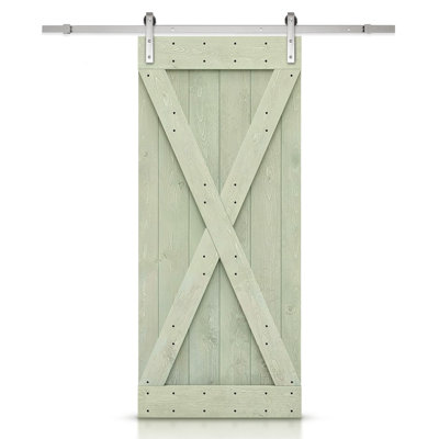 36'' x 84'' Solid Wood Paneled Painted without Installation Hardware Kit Barn Door