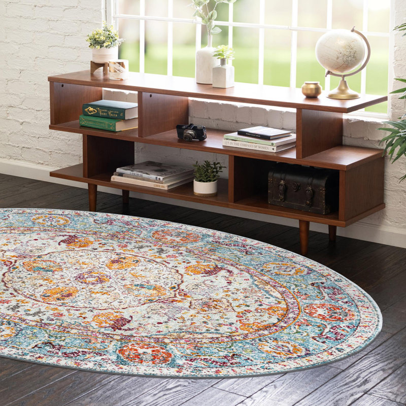Tapis contemporain Mulvihill couleur sable et mer, Ovale 7 pi 10 po x 10 pi