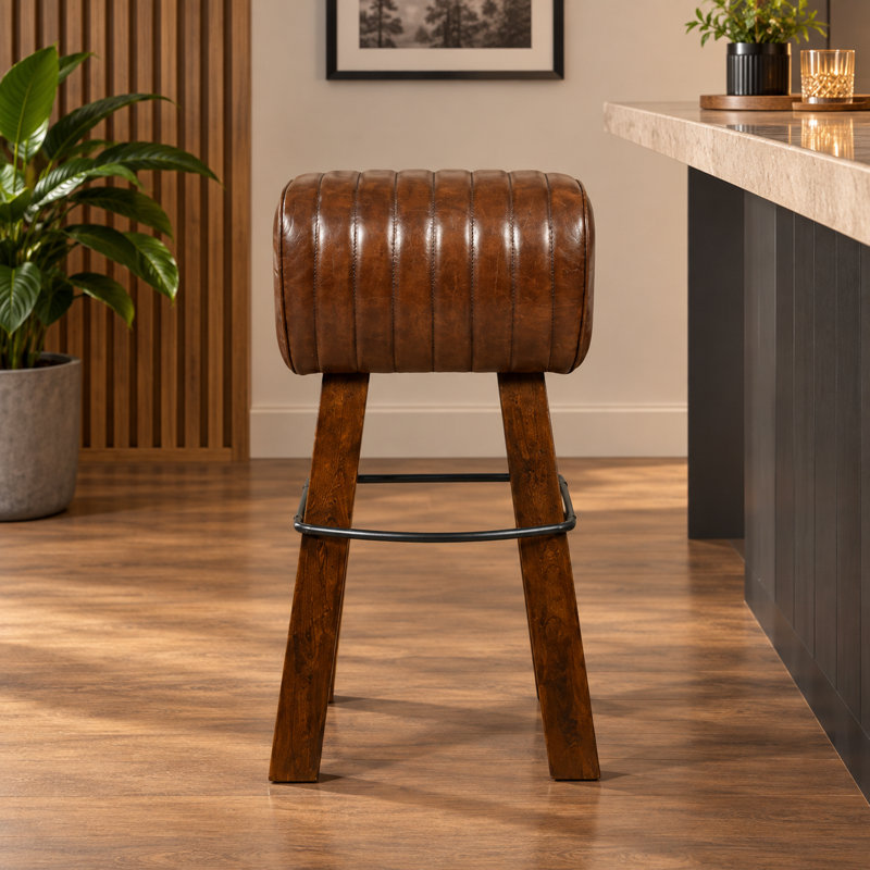 Upholstered Bar Stool with Solid Wood Frame