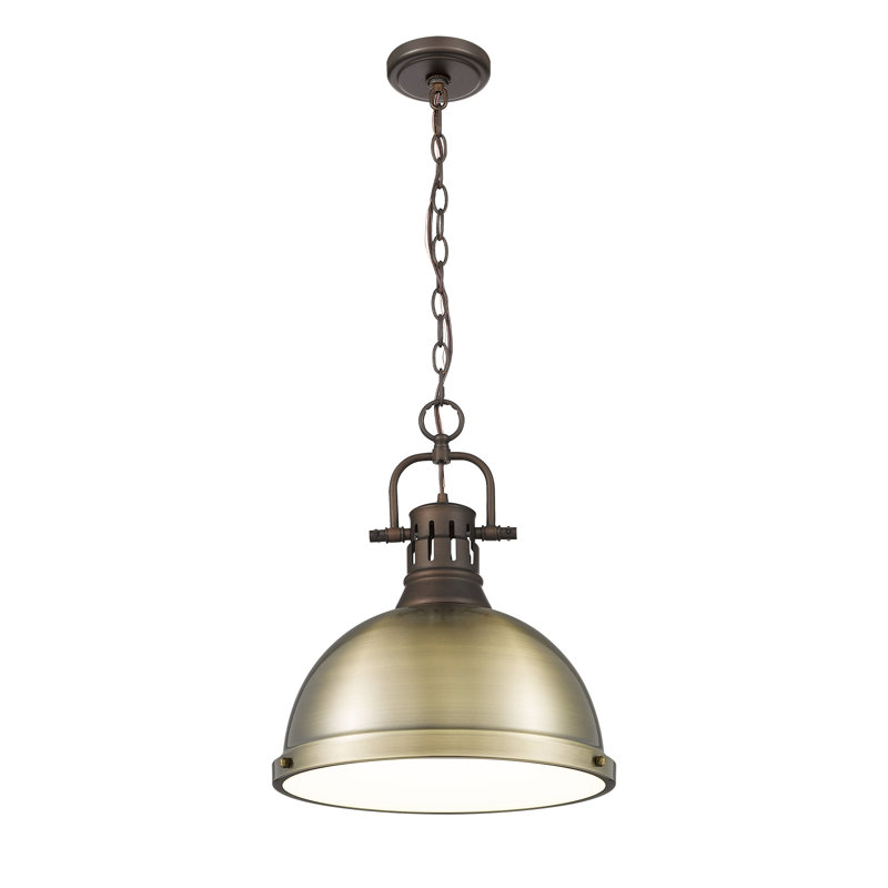Luminaire suspendu 1 lumière avec chaîne Aljona, Doré, Bronze huilé, H 16,875 po x l 14 po x P 14 po