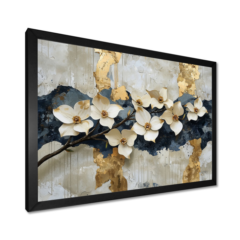 Myrone doré marbre cornouiller Horizon III - cornouiller art mural, H 30 po x l 40 po, Noir