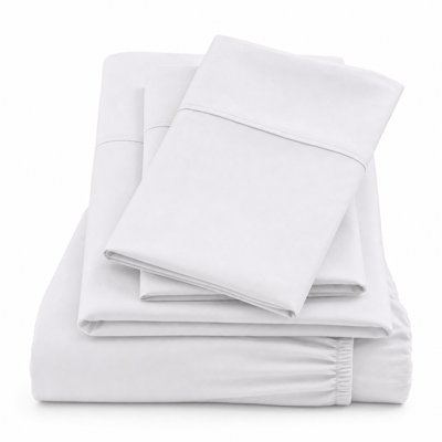 Queen Size 4-Piece 600TC Cooling Cotton Blend Sheet Set, White Deep Pocket Bedding for Hot Sleepers, Bedroom