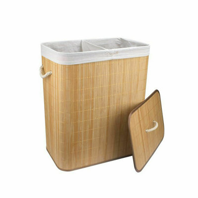 Bamboo Rolling Laundry Basket