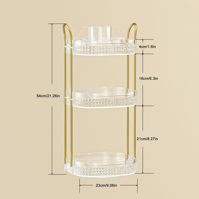 Organisateur de maquillage rotatif pour coiffeuse 3 niveaux, organisateur de parfum avec porte-pinceau de maquillage