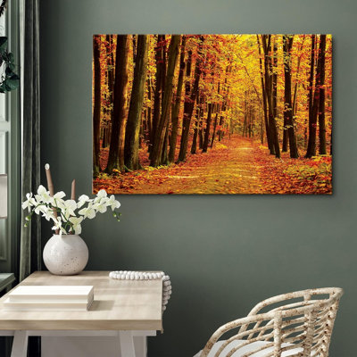 Autumn Fall " Walk Through Red Yellow Leaf Autumn Forest "