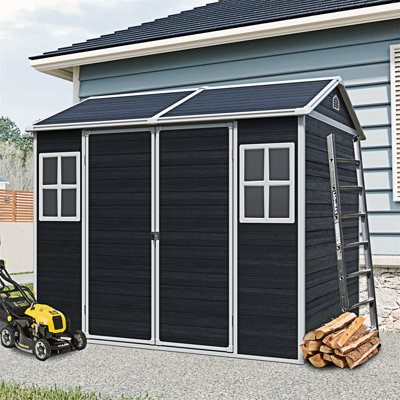 8 X 6 Ft Outdoor Storage Shed Waterproof Shed With Floor And Two Windows
