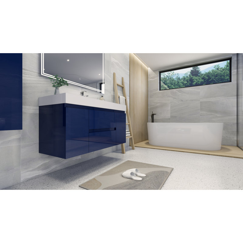 Base de meuble-lavabo simple 47 po mural seulement, Bleu nuit