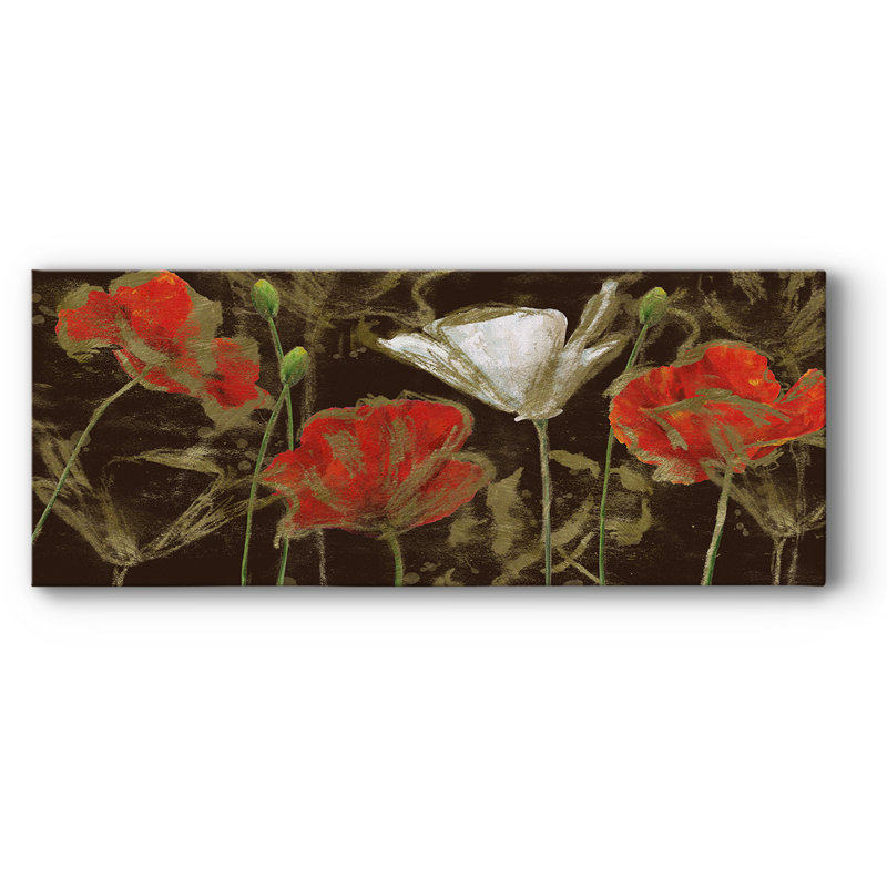 Coquelicot doré sur toile, H 8 po x l 20 po x P 1,5 po