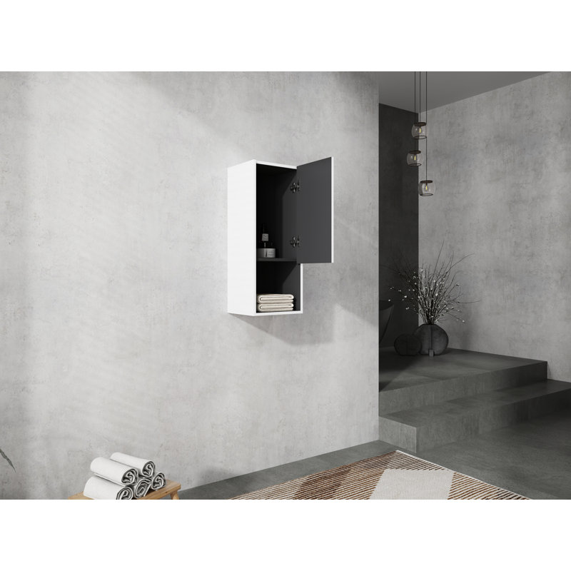 Armoire latérale de salle de bain 12 po, portes à fermeture douce, conception à fixation flottante, Blanc