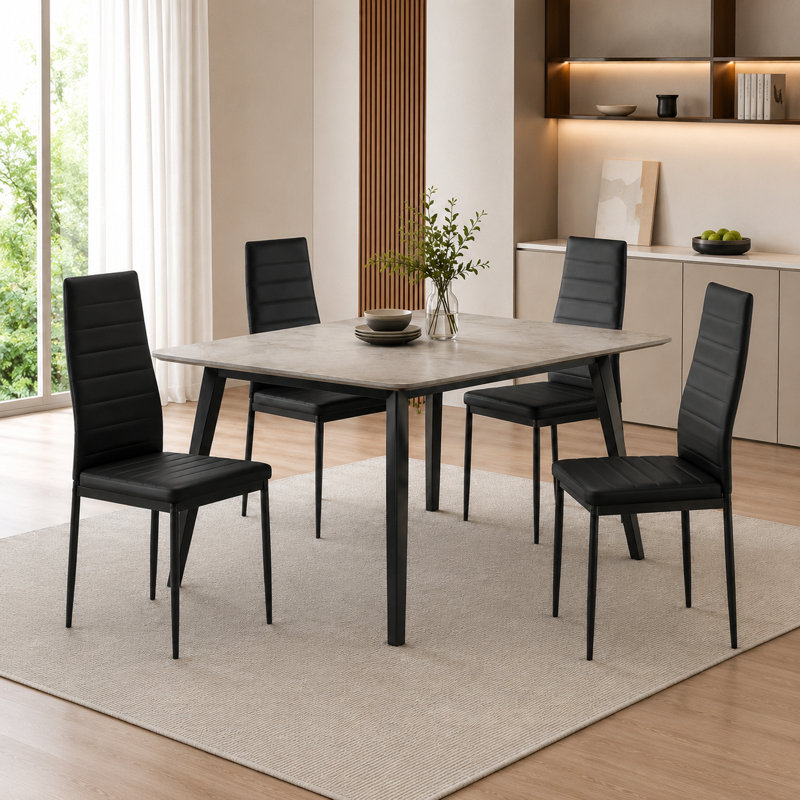 Ensemble de chaises de salle à manger de style moderne pour 4 personnes en similicuir confortable