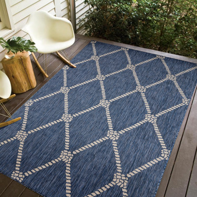 Holahan Navy/White Nautical Modern Indoor/Outdoor Area Rug