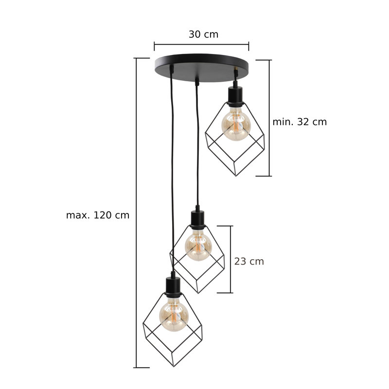 Bohannon 3 - Light Geometric Pendant, Gold, Black