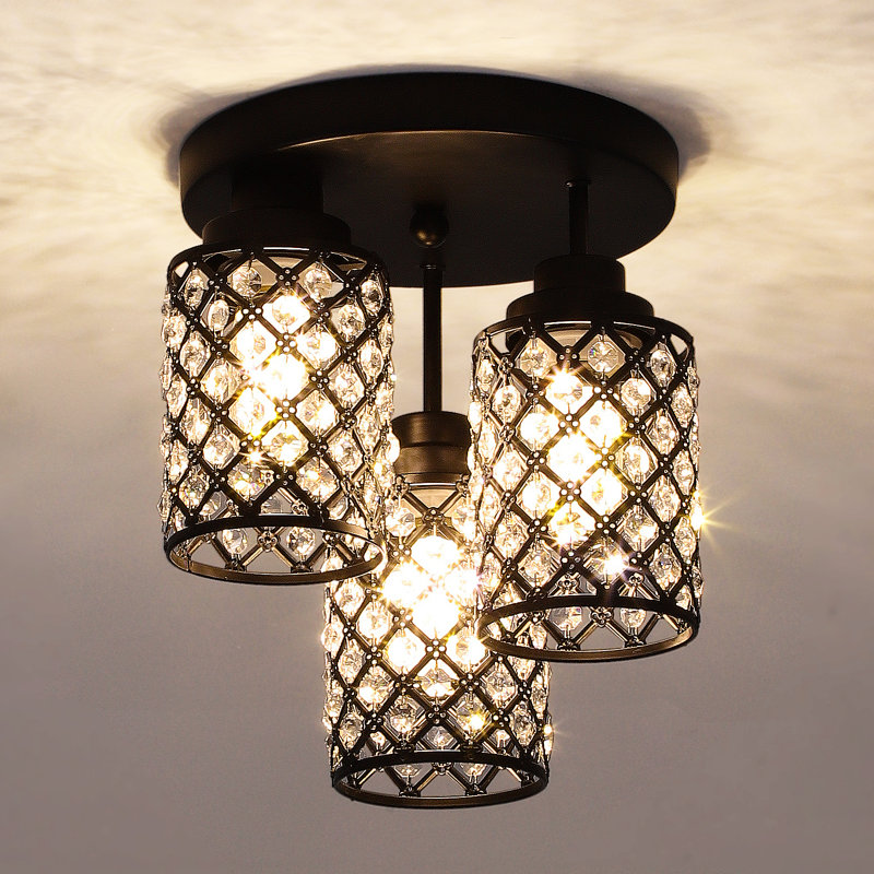 Plafonnier 3 lumières en cristal, lustre noir pour lustres