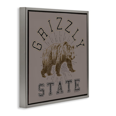 "Grizzly State", art mural rétro sur toile flottante par Spirit Animals / Life Is High