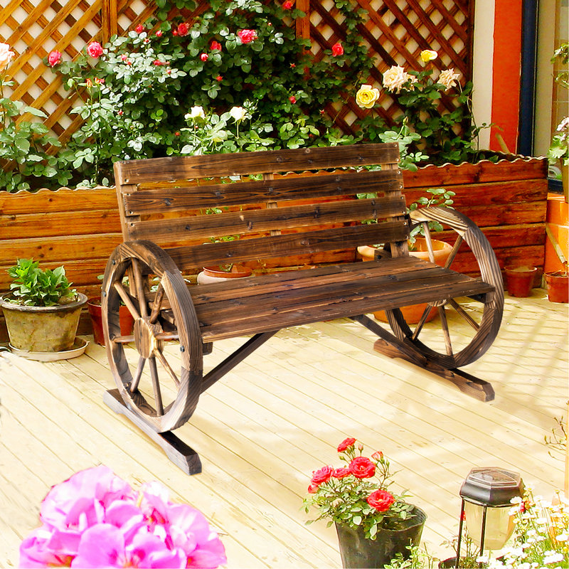 Banc à roulettes en bois 41 po, Brun