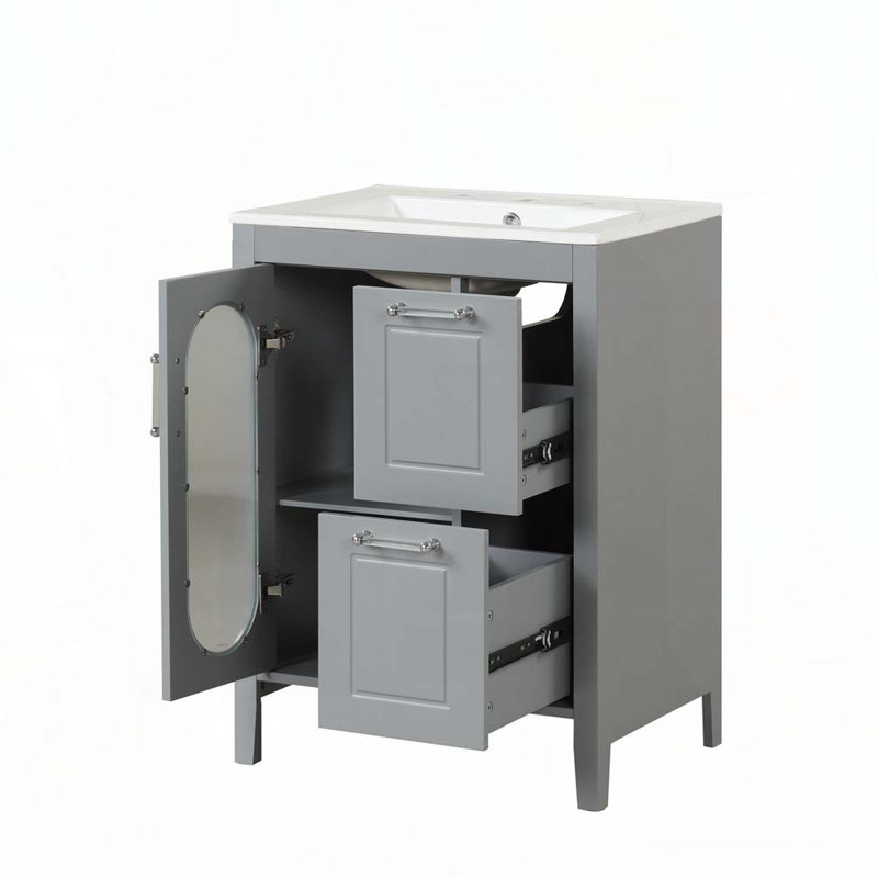Meuble-lavabo 24 po avec lavabo, Gris