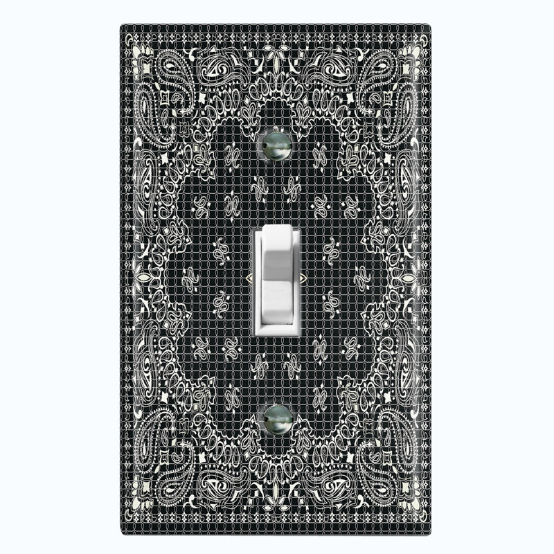 Patterned 1 - Gang Toggle Light Switch Standard Wall Plate, Black