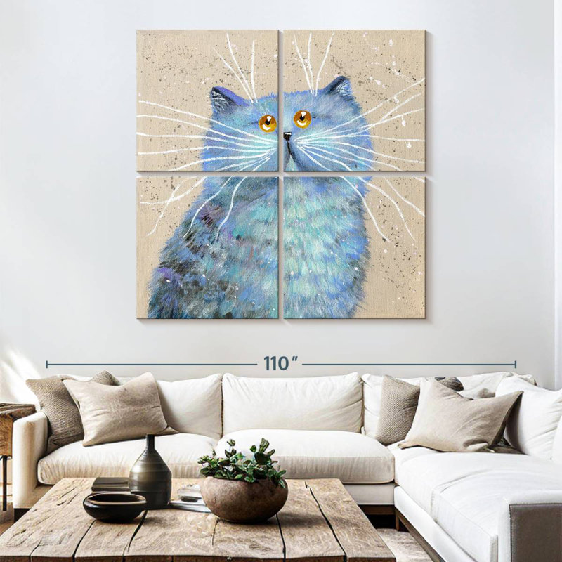 Brampt Blue Kitty, 74" H x 74" W