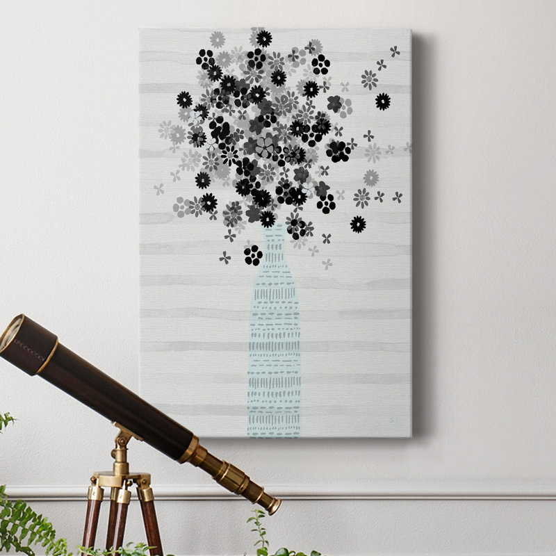 Bouquet de noir et blanc - impression sur toile tendue, H 27 po x l 18 po x P 1 po