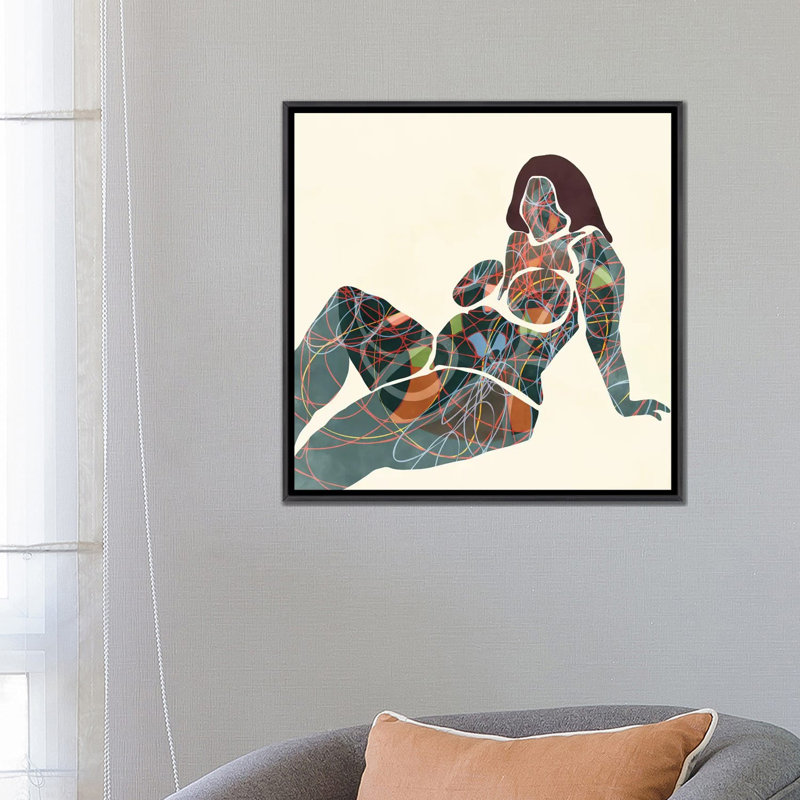 «Nude III» par Ana Rut Bré - impression d'art graphique, Toile avec cadre noir patiné, Aucun mat