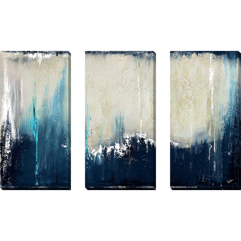 «Marine Blue Illusion I», ensemble de 3 impressions sur toile