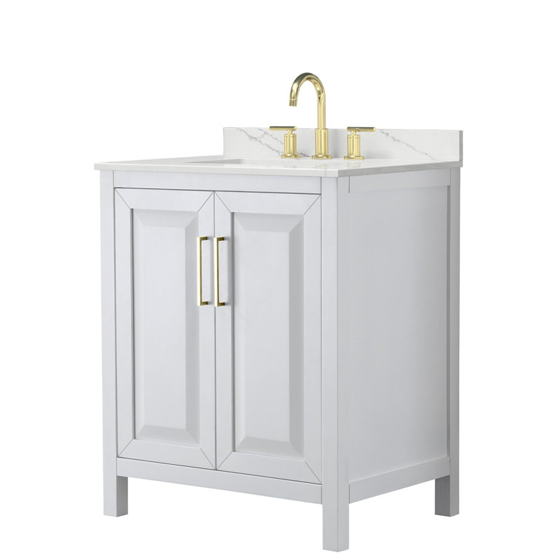 Daria 30'' W Vanity, White, Brushed Gold, Giotto Quartz