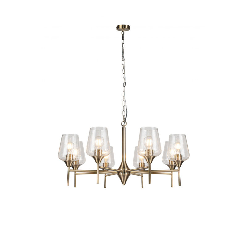 Atifah 3 - Light Shaded Chandelier, Antique Brass, 38cm H x 80cm W, 8