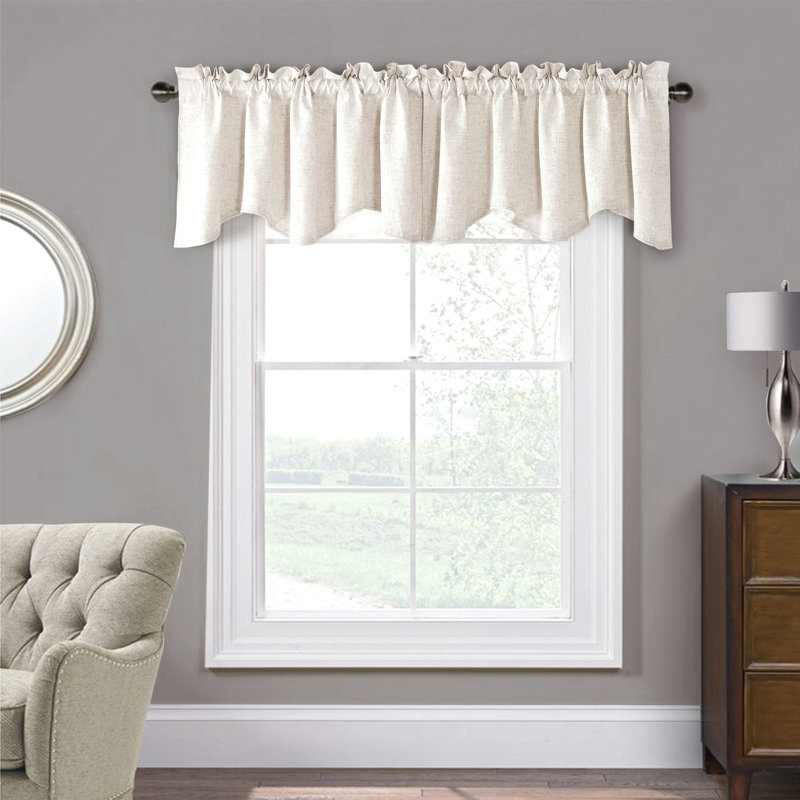 Linen Scalloped 60'' Window Valance, Beige