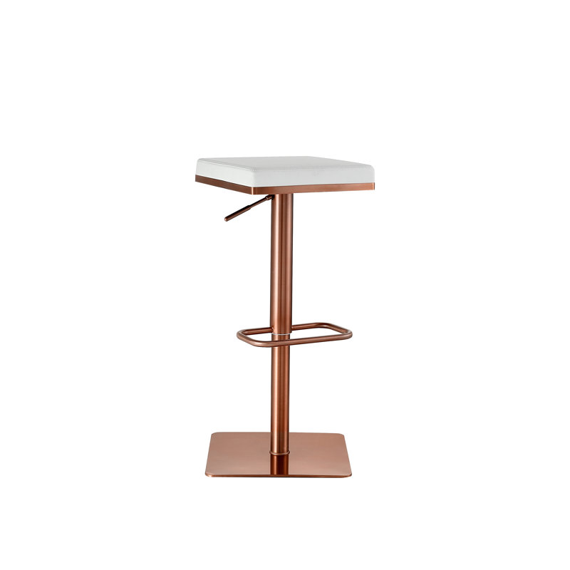Tabouret de bar pivotant à hauteur réglable Nova, Or rose, Blanc givré