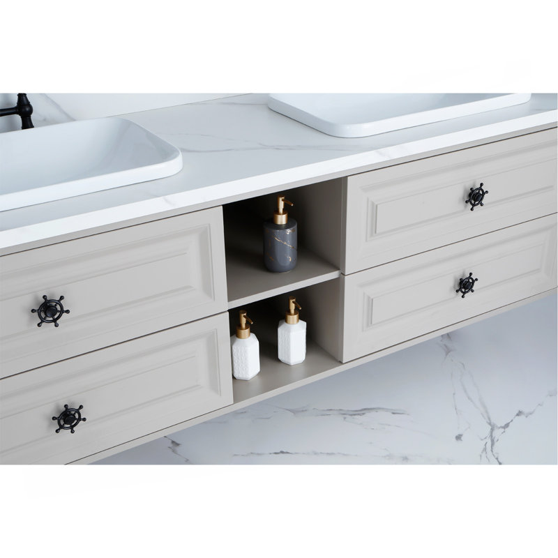 Le meuble-lavabo mural de 96 po convient aux lavabos doubles, armoire seulement (comptoir et lavabos non inclus), Khaki