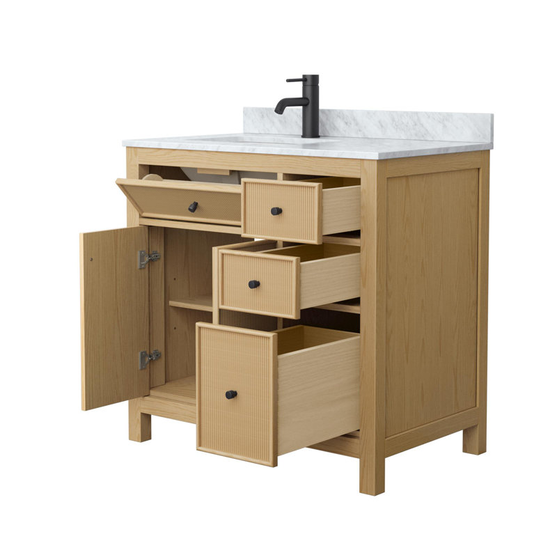 Pendry 36" Freestanding Single Bathroom Vanity with Marble Top, Matte Black