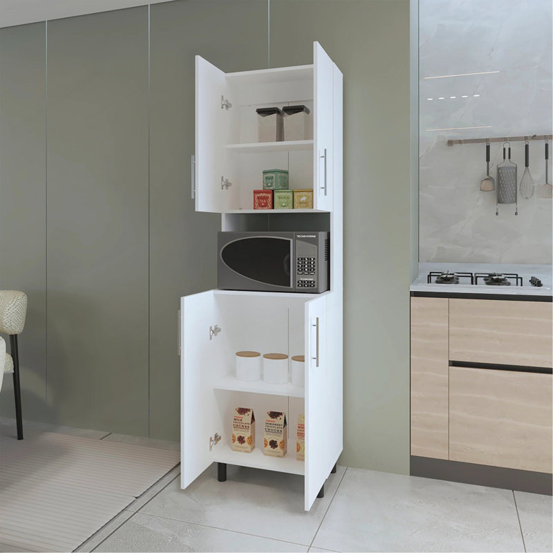 Garde-manger double blanc avec rangement ouvert
